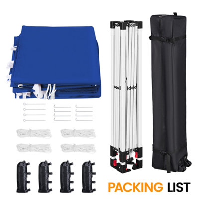 Yaheetech 3mx3m Blue Fabric Pop Up Canopy Tent w/ Sidewalls - 8