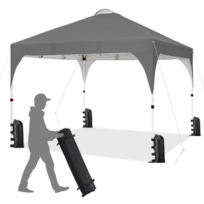 Yaheetech 3mx3m Dark Grey Portable Fabric Pop Up Canopy Tent
