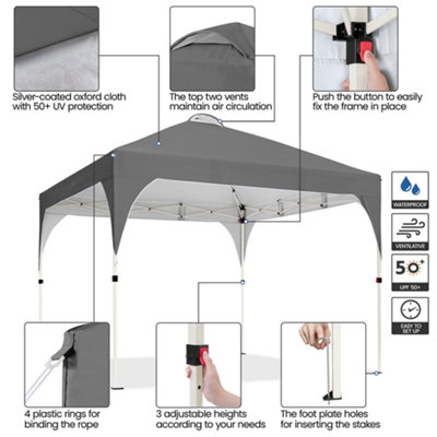 Yaheetech 3mx3m Dark Grey Portable Fabric Pop Up Canopy Tent