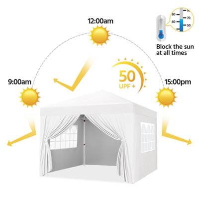 Yaheetech 3mx3m White Fabric Pop Up Canopy Tent w/ Sidewalls - 7