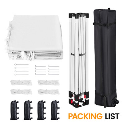 Yaheetech 3mx3m White Fabric Pop Up Canopy Tent w/ Sidewalls - 8