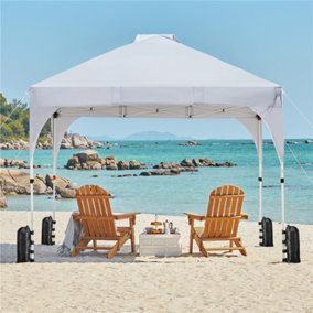 Yaheetech 3mx3m White Portable Fabric Pop Up Canopy Tent