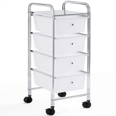 Yaheetech 4 Drawer Rolling Storage Cart Bin for Office Home White