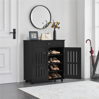 Yaheetech Tier Adjustable Shoe Storage Cabinet Black