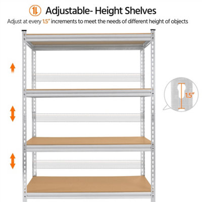 Yaheetech 4 Tier Adjustable Storage Shelf Rack Silver - 150cm Tall