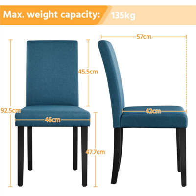 Yaheetech 4pcs Blue Fabric Upholstered Dining Chairs with Solid Wood Legs