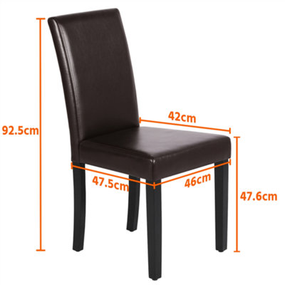 Yaheetech 4PCS Dark Brown Dining Chair High Back Padded with Rubber Wood Legs