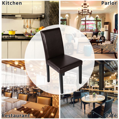 Yaheetech 4PCS Dark Brown Dining Chair High Back Padded with Rubber Wood Legs