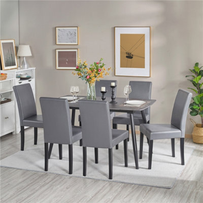 Yaheetech 4PCS Dark Grey Dining Chair High Back Padded with Rubber Wood Legs