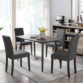 Yaheetech 4pcs Dark Grey Fabric Upholstered Dining Chairs with Solid Wood Legs