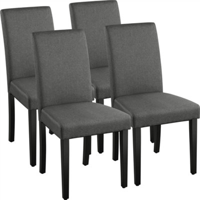 Yaheetech 4pcs Dark Grey Fabric Upholstered Dining Chairs with Solid Wood Legs