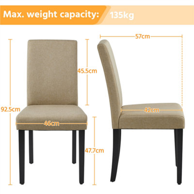 Yaheetech 4pcs Khaki Fabric Upholstered Dining Chairs with Solid Wood Legs