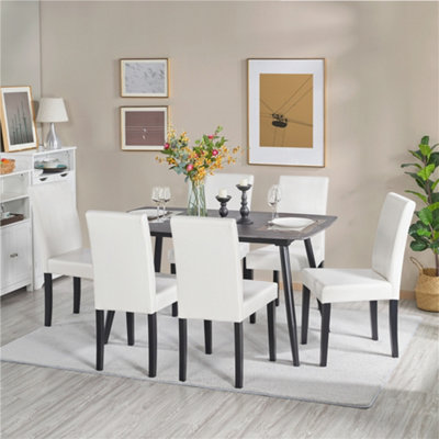 Yaheetech 4PCS White Dining Chair High Back Padded with Rubber Wood Legs