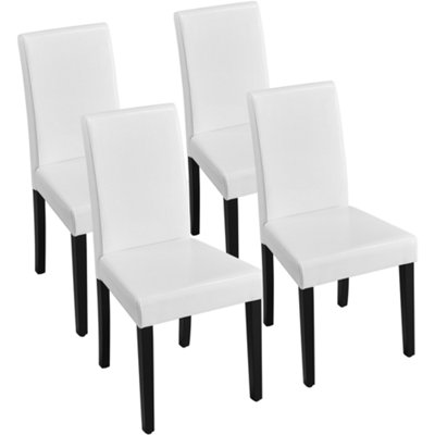 Yaheetech 4PCS White Dining Chair High Back Padded with Rubber Wood Legs