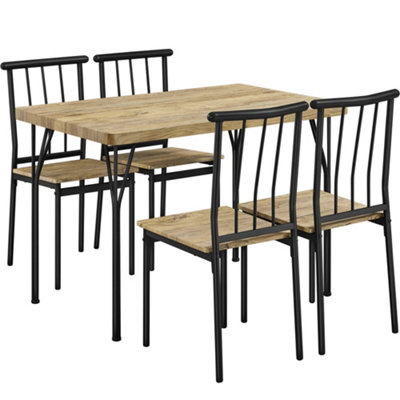 Yaheetech 5-Piece Rectangular Dining Set for 4 with Metal Frame Brown