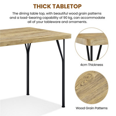 Yaheetech 5-Piece Rectangular Dining Set for 4 with Metal Frame Brown