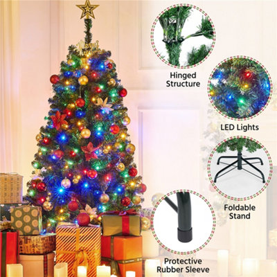 Yaheetech 5ft Green Prelit Spruce Artificial Christmas Tree with 200 LED Lights and Foldable Stand - 4