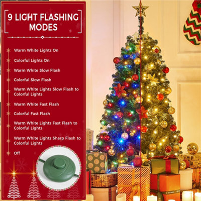Yaheetech 5ft Green Prelit Spruce Artificial Christmas Tree with 200 LED Lights and Foldable Stand - 6