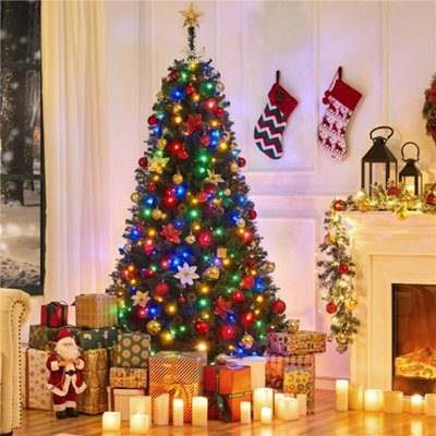 Yaheetech 6ft Green Prelit Spruce Artificial Christmas Tree with 300 LED Lights and Foldable Stand