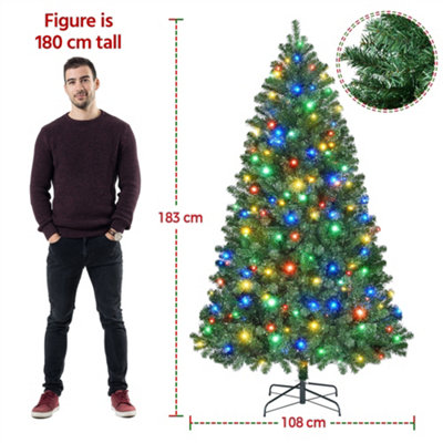 Yaheetech 6ft Green Prelit Spruce Artificial Christmas Tree with 300 LED Lights and Foldable Stand - 3
