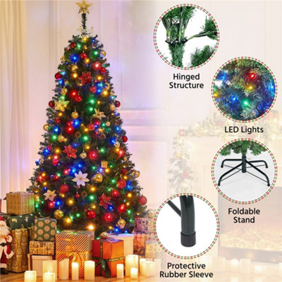 Yaheetech 6ft Green Prelit Spruce Artificial Christmas Tree with 300 LED Lights and Foldable Stand - 4