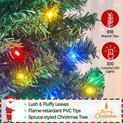 Yaheetech 6ft Green Prelit Spruce Artificial Christmas Tree with 300 LED Lights and Foldable Stand - 5