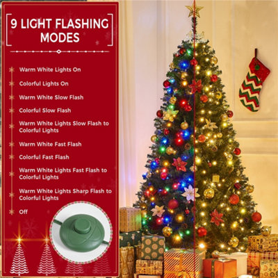 Yaheetech 6ft Green Prelit Spruce Artificial Christmas Tree with 300 LED Lights and Foldable Stand - 6