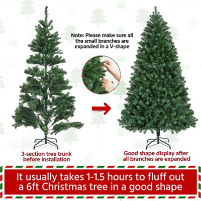 Yaheetech 6ft Green Prelit Spruce Artificial Christmas Tree with 300 LED Lights and Foldable Stand - 7