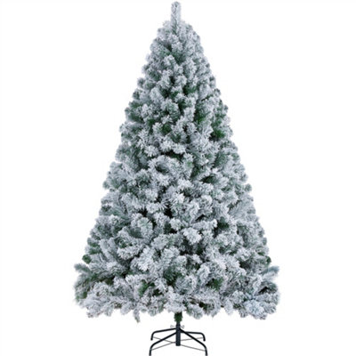 Yaheetech 6ft Snowy Flocked Artificial Christmas Tree with Foldable Stand Green