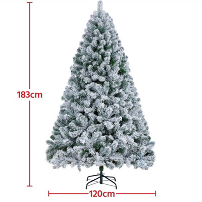 Yaheetech 6ft Snowy Flocked Artificial Christmas Tree with Foldable Stand Green - 3