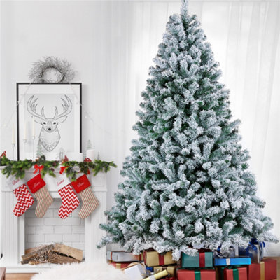 Yaheetech 7.5ft Snow Flocked Artificial Christmas Tree with Foldable Stand