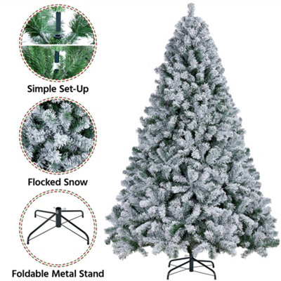 Yaheetech 7.5ft Snow Flocked Artificial Christmas Tree with Foldable Stand