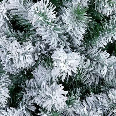 Yaheetech 7ft Snowy Flocked Artificial Christmas Tree with Foldable Stand Green - 4