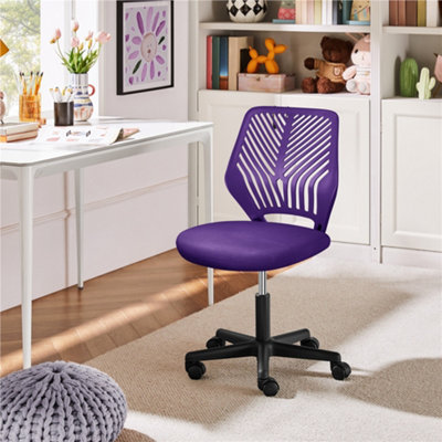 Yaheetech Adjustable Armless Office Desk Chair Purple