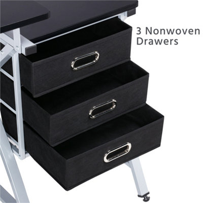Yaheetech Adjustable Drafting Table with Stool and Drawers Black