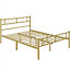 Yaheetech Antique Gold 4ft6 Double Metal Bed Frame with Arrow Design Headboard and Footboard