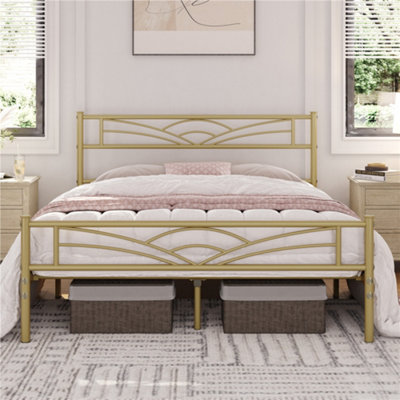 King metal platform bed deals with headboard