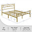 Yaheetech Antique Gold 5ft King Metal Bed Frame with Cloud-inspired Design Headboard and Footboard
