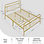 Yaheetech Antique Gold Double Metal Bed Frame with Criss-Cross Design Headboard and Footboard