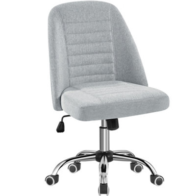 Yaheetech Armless Adjustable Desk Chair with Rolling Wheels - Light Grey / Linen Fabric