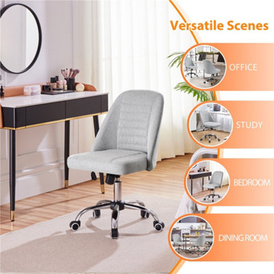 Yaheetech Armless Adjustable Desk Chair with Rolling Wheels - Light Grey / Linen Fabric