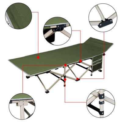 Yaheetech Army Green Metal Folding Camping Bed with Carry Bag - 4