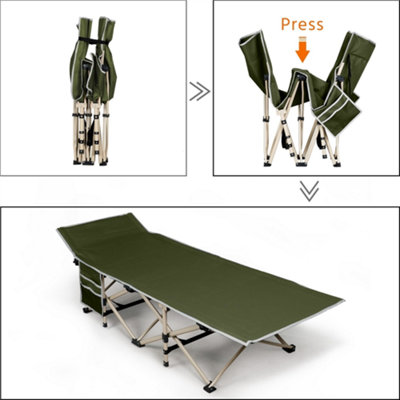 Yaheetech Army Green Metal Folding Camping Bed with Carry Bag - 5