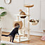 Yaheetech Beige 137.5cm Rattan Cat Tree Plush Cat Tower Medium