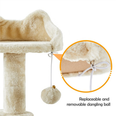 Yaheetech Beige 144.5cm Cat Tree Tower with Condos & Scratching Posts & Platforms