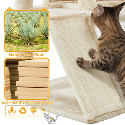 Yaheetech Beige 144.5cm Cat Tree Tower with Condos & Scratching Posts & Platforms