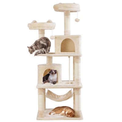 Yaheetech Beige 158cm Multi Level Cat Tree Large Cat Tower w/Condo and Hammock