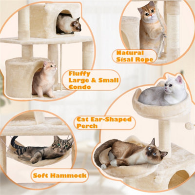 Yaheetech Beige 158cm Multi Level Cat Tree Large Cat Tower w/Condo and Hammock