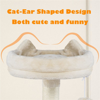 Yaheetech Beige 158cm Multi Level Cat Tree Large Cat Tower w/Condo and Hammock