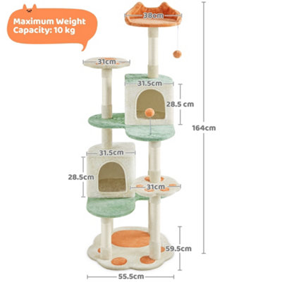 Yaheetech Beige 165cm Multilevel Cat Tree Plush Cat Tower Medium